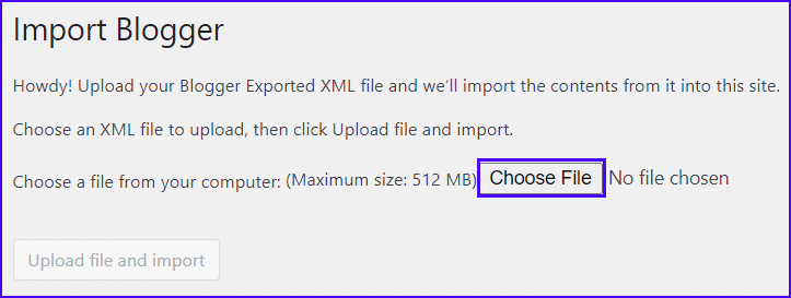 Blogger Blog Ko WordPress Par Transfer Kaise Karen - choose file